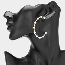 Pearl Station Hoop Earrings