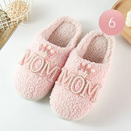 6Pairs -Pearl MOM Message Pointed Home Slippers