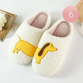 6Pairs - Dachshund Dog Printed Home Indoor Floor Slippers