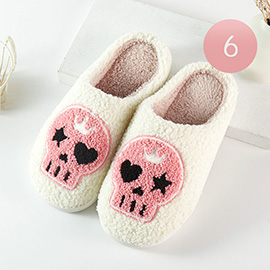 6Pairs - Halloween Skull Printed Home Slippers