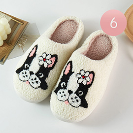 6Pairs - Flower Puppy Printed Home Slippers