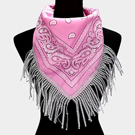 Rhinestone Like Fringe Cowgirl Bandana Scarf