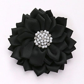 Pearl Pointed Flower Ribbon Brooch / Hair Clip