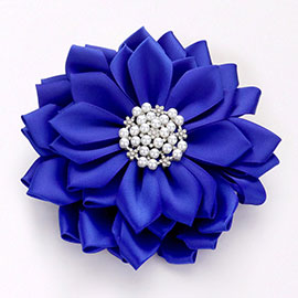 Pearl Pointed Flower Ribbon Brooch / Hair Clip