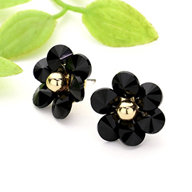 Faceted Stone Flower Stud Earrings