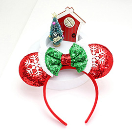 Christmas Snowflake Mouse Ear Headband