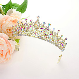 Teardrop Marquise Stone Pointed Rhinestone Paved Queen Tiara