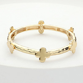 Metal Quatrefoil Bar Stretch Bracelet