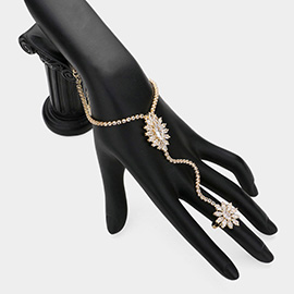 CZ Marquise Stone Embellished Hand Chain Evening Bracelet
