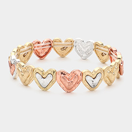 Vintage Metal Heart Stretch Bracelet