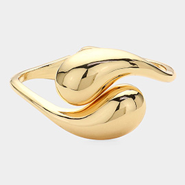 Geometric Metal Teardrop Tip Hinged Bangle Bracelet