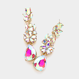 Teardrop Cluster Dangle Marquise Stone Cluster Embellished Evening Earrings