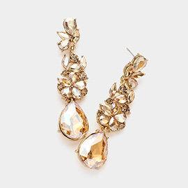 Teardrop Cluster Dangle Marquise Stone Cluster Embellished Evening Earrings