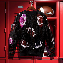 Football Sequin Long Sleeves Bomber Jacket