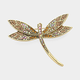 Stone Paved Dragonfly Pin Brooch