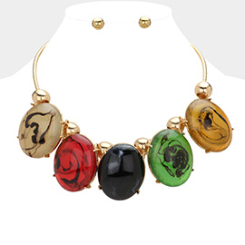 Chunky Resin Pebble Cluster Collar Bib Necklace