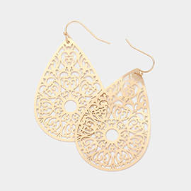 Teardrop Brass Metal Filigree Dangle Earrings