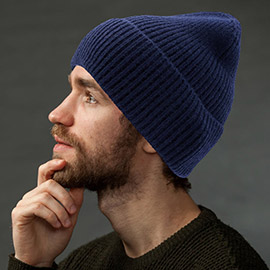 Solid Rib Knit Cuff Beanie Hat