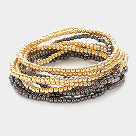 10PCS - Metal Ball Stretch Multi Layered Bracelets