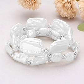 3PCS - Irregular Pearl Beaded Stretch Multi Layered Bracelets