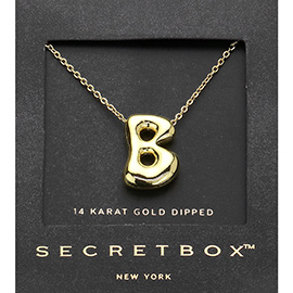 SECRET BOX_ -B- 14K Gold Dipped Bubble Initial Pendant Necklace