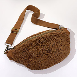 Faux Suede Sherpa Sling Bag