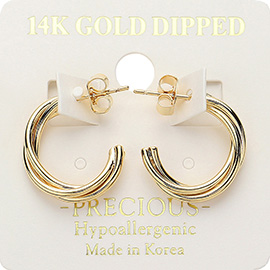 14K Gold Dipped Hypoallergenic Twisted Hoop Earrings