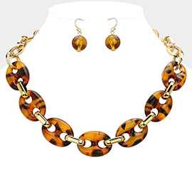 Chunky Celluloid Acetate Mariner Link Necklace