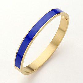 Stainless Steel Enamel Hinged Bangle Bracelet