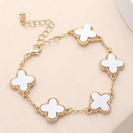 Natural Stone Quatrefoil Station Bracelet