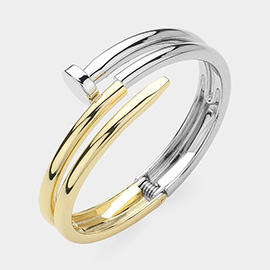 Two Tone Double Nail Hinged Bangle Bracelet