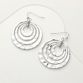 Hammered Metal Concentric Circle Dangle Earrings