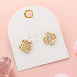 Pearl Paved Quatrefoil Stud Earrings