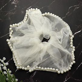 Pearl Embellished Mesh Scrunchie Hairband