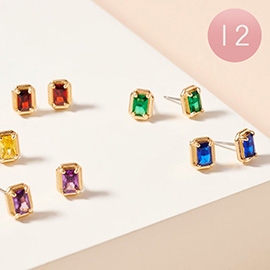 12Pairs - Assorted Birthstone Stud Earrings