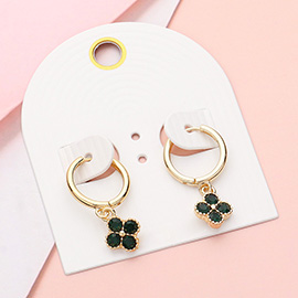 Stone Quatrefoil Dangle Huggie Earrings