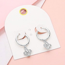 Stone Quatrefoil Dangle Huggie Earrings