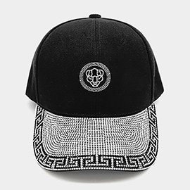 Bling Studded Geometric Pattern Lion Pointed Baseball Cap