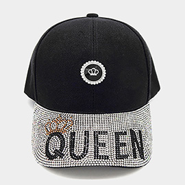 Bling Studded QUEEN Message Pointed Baseball Cap