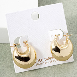 Gold Dipped Puff Done Hoop Pin Catch Earrings