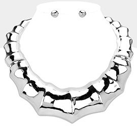 Chunky Metal Bamboo Statement Necklace