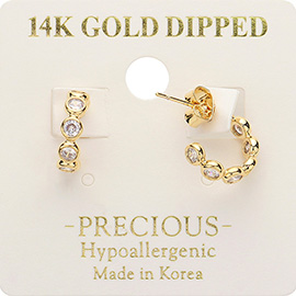 14K Gold Dipped Hypoallergenic Stone Bezel Mini Hoop Earrings