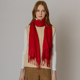 Solid Cozy Scarf with Fringe