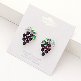 Crystal Stone Paved Grape Stud Earrings