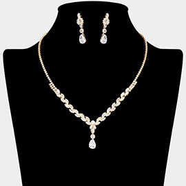 Teardrop CZ Stone Paved Y Shaped Necklace