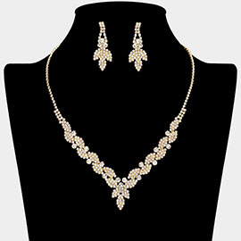 Rhinestone Paved Marquise V Shaped Necklace