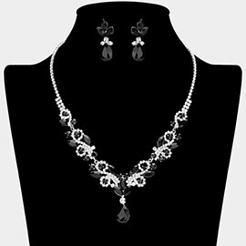 Teardrop Stone Cluster Pendant Marquise Stone Cluster Rhinestone Paved Necklace