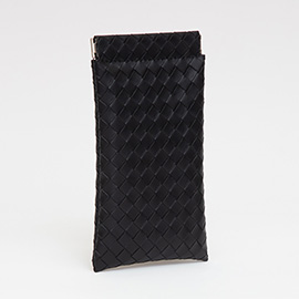 Faux Leather Weave Sunglasses Case Pouch / Phone Case Pouch