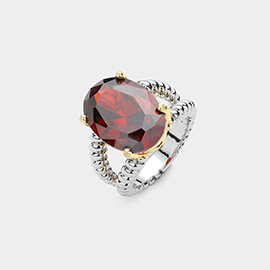 Oval CZ Stone Cushion Ring