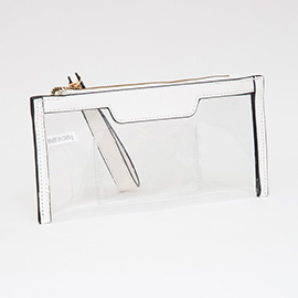 Transparent Flap Wristlet Pouch / Clutch Bag